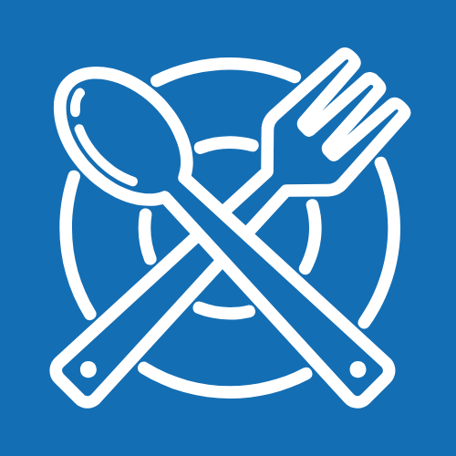 Blue fork and spoon icon for kitchen products collection