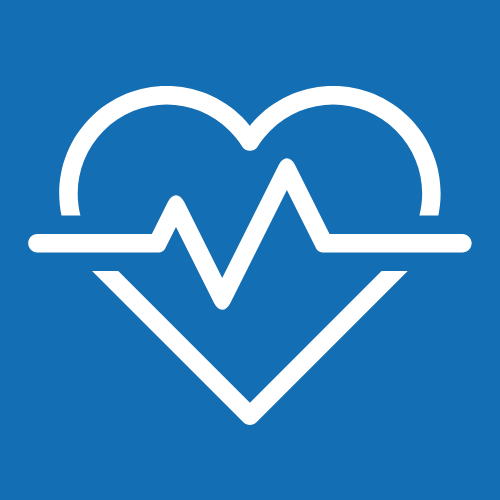 Blue heart rate health icon for wellness and health products collection