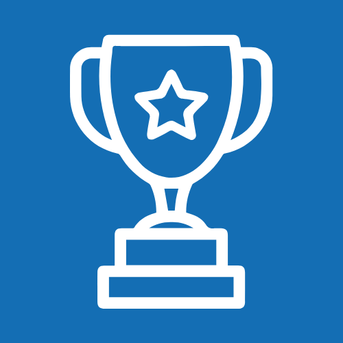 Blue trophy icon for bestsellers products collection