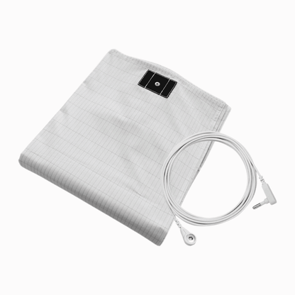 White electric blanket with control cable on a white background