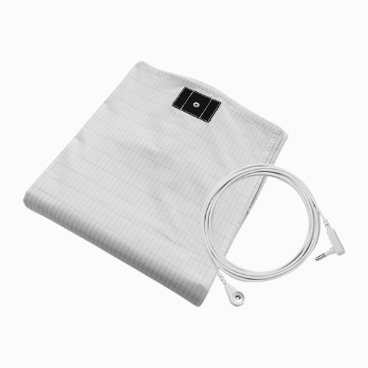 White electric blanket with control cable on a white background