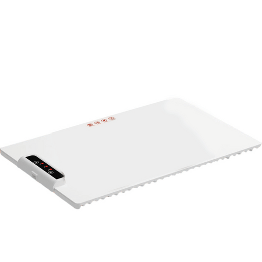White electronic device with digital display on a white background