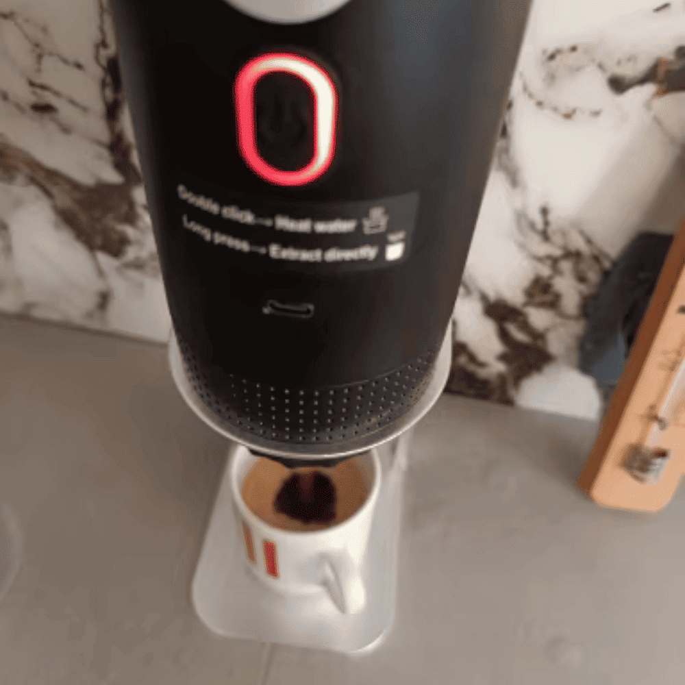 Coffee brewing device on a marble countertop